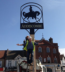 Our freshly installed Addiscombe sign for Croydon Council