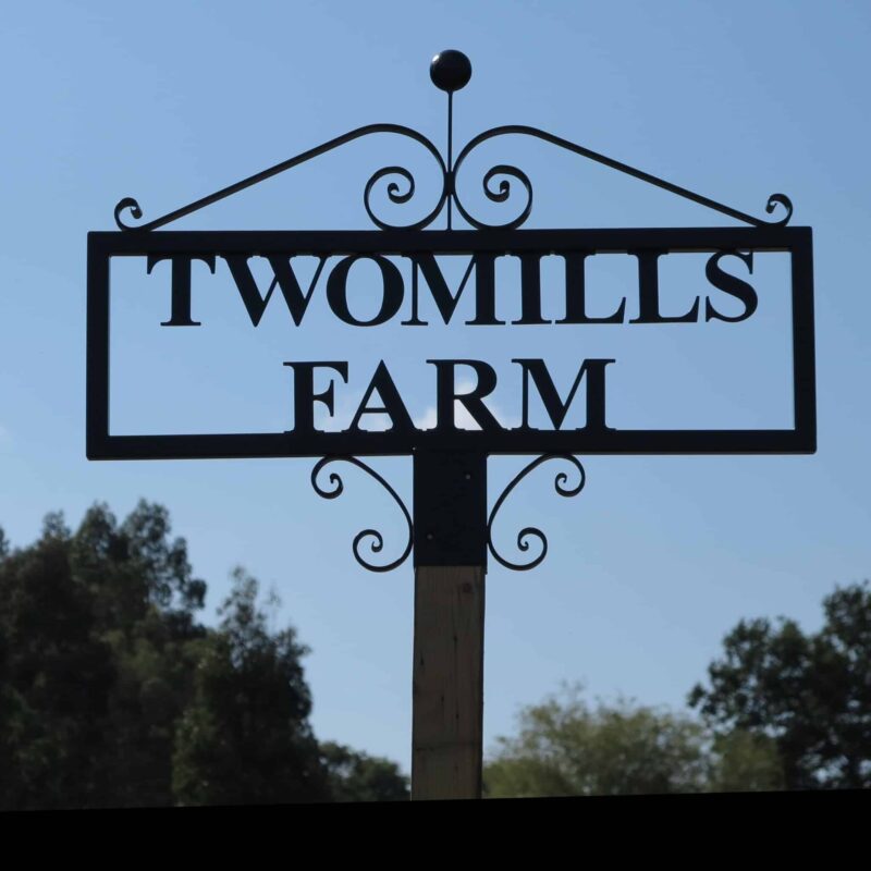 Forged Road End Post Top Sign of Twomills