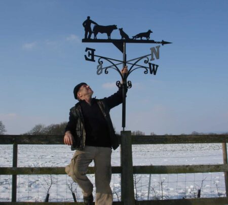 Farmer, Bull, Calf and German Shepherds Weathervane 2