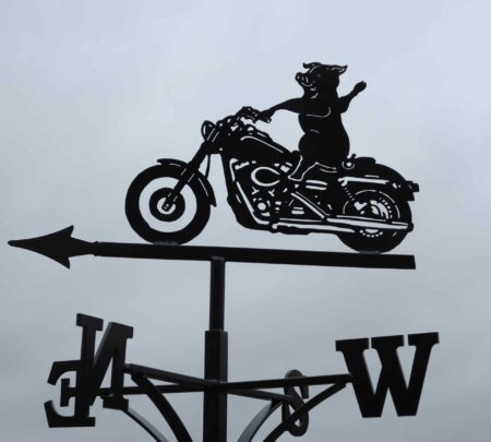 Harley Motorbike being ridden by a Pig Weathervane.