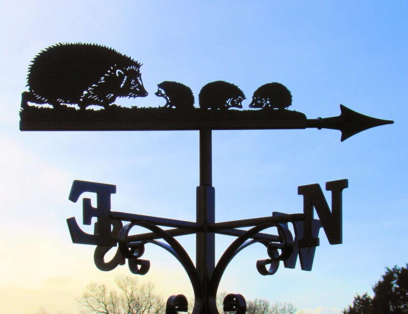 handmade family of hedgehogs weathervane