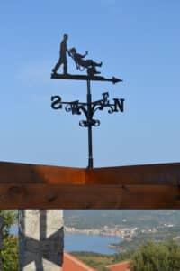 Man And Girl In Wheelbarrow With Martini Glass Weathervane 2