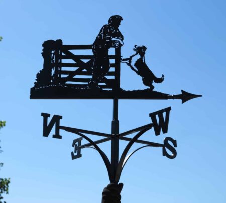 Man Collie Dog And Gate Weathervane