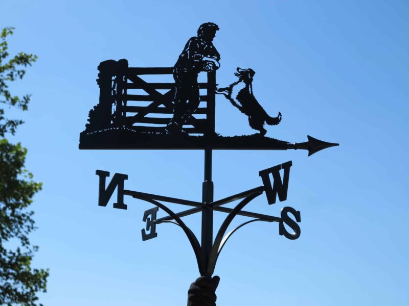 Man Collie Dog And Gate Weathervane