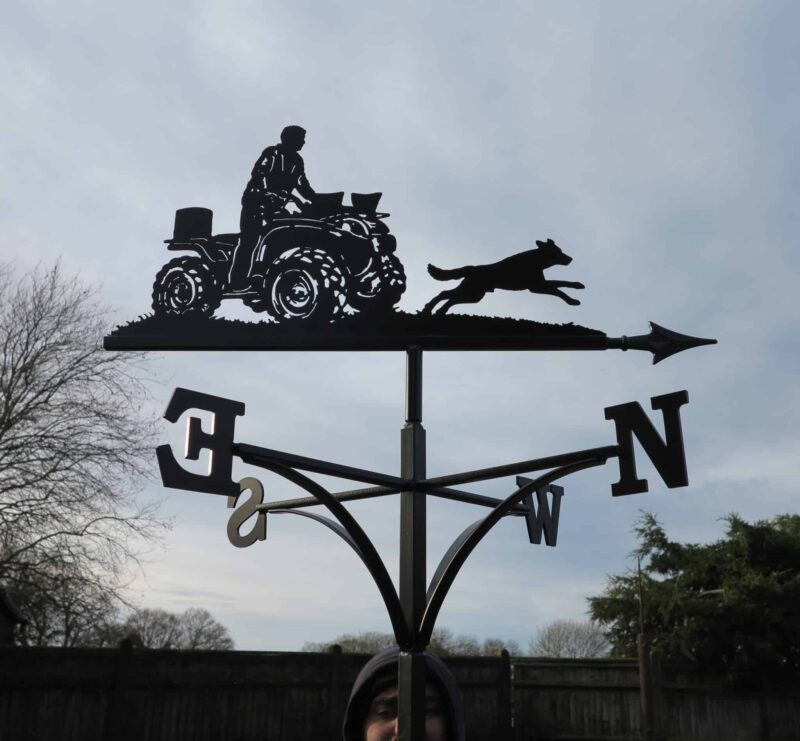 Quad Bike And Running Dog Weathervane