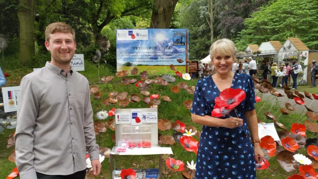 Josh and Nicki Chapman with charity Chelsea Flower Show flowers