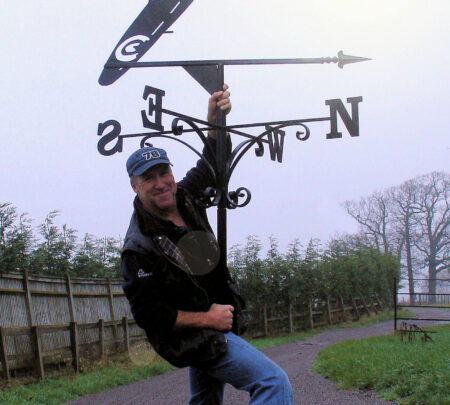 spitfire weathervane outside workshop
