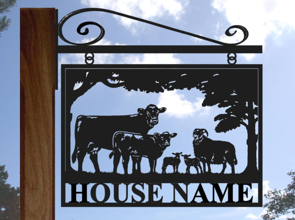 Framed Sign WIth Hanging Bracket and Solid letters