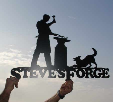 Blacksmith and dog wall art plaque