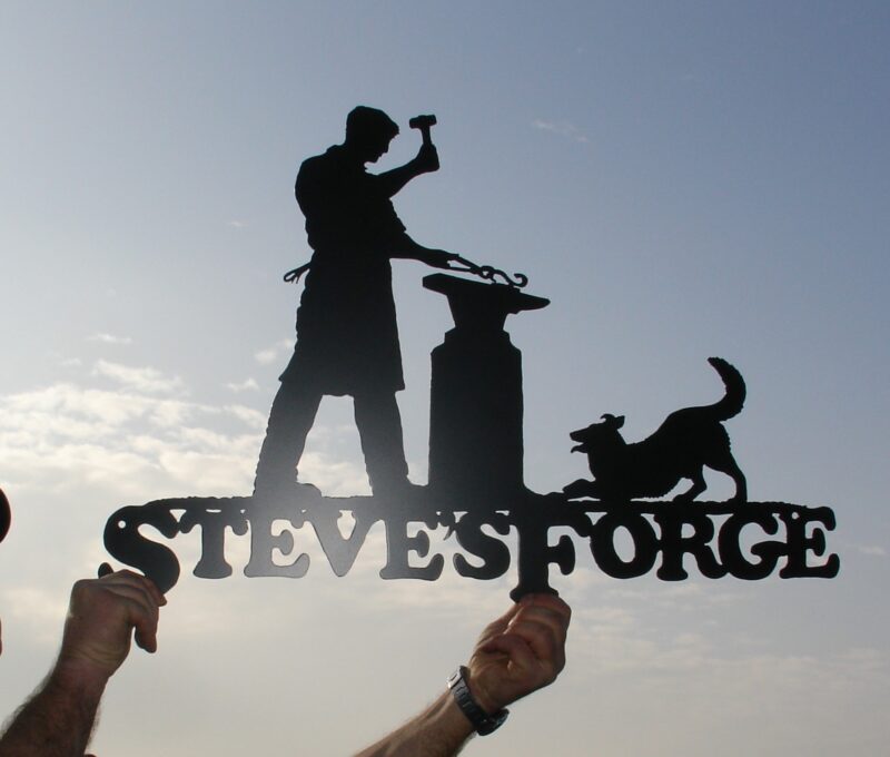 Blacksmith and dog wall art plaque