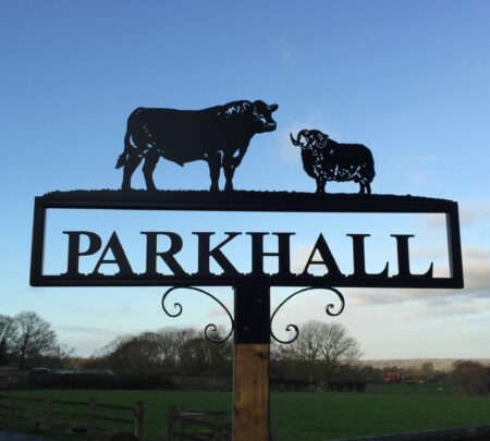 Charolais Bull and Blackface Ewe Hot Forged Picture Sign