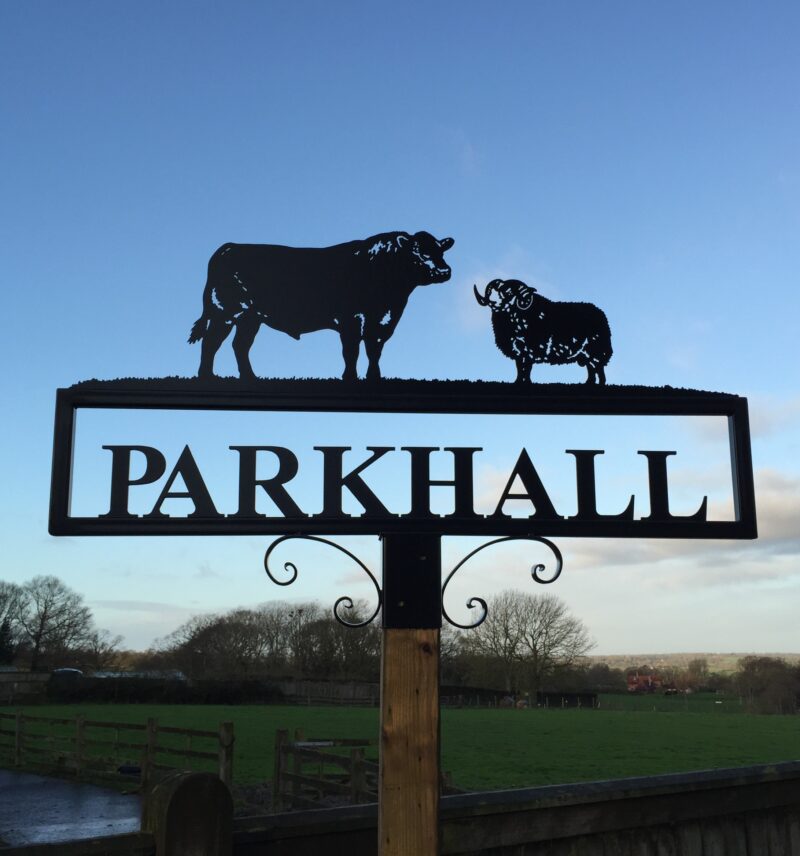 Charolais Bull and Blackface Ewe Hot Forged Picture Sign