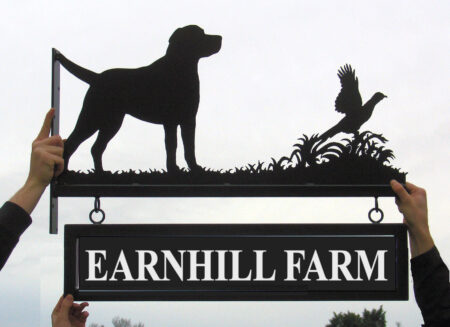 Labrador and Pheasant Hanging Bracket Sign