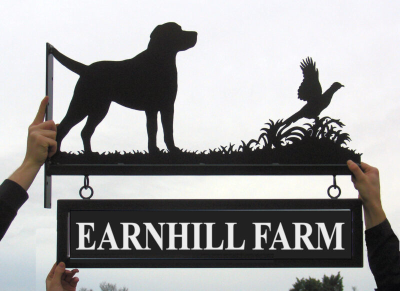 Labrador and Pheasant Hanging Bracket Sign