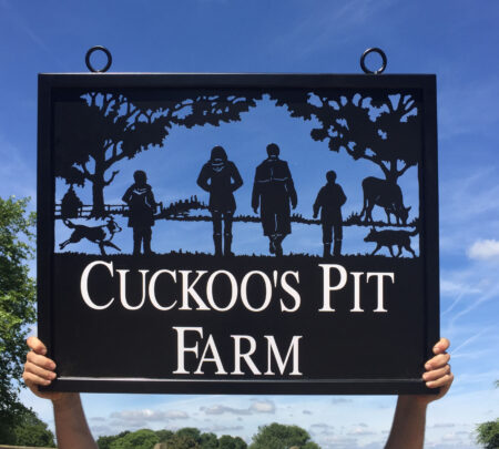 Family Portrait With Collies & Farm Scene Framed Picture Sign