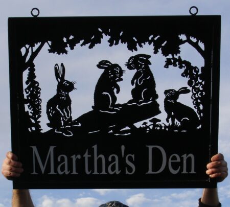 Four Rabbits Wildlife Scene Framed Picture Sign