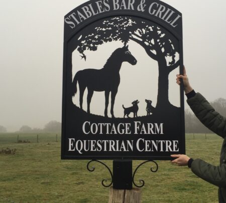 Horse, Dogs and Tree Framed Picture Sign - With Optional Additional Lettering Space