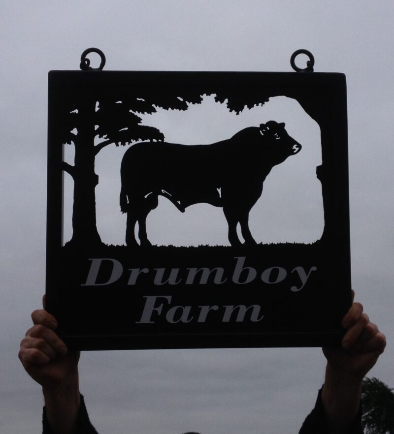 Limousin Bull and Tree Framed Picture Farm Sign