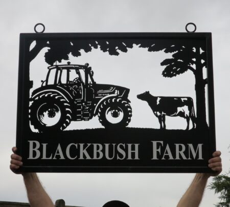 Massey Tractor & Dairy Cow Framed Picture Sign