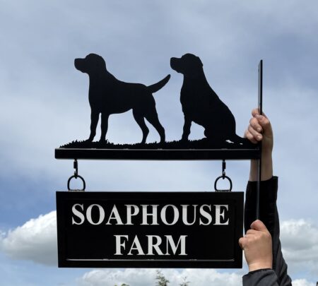 Pair Of Labs Hanging Metal Sign