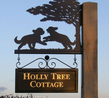 Pair of Briards hanging bracket sign