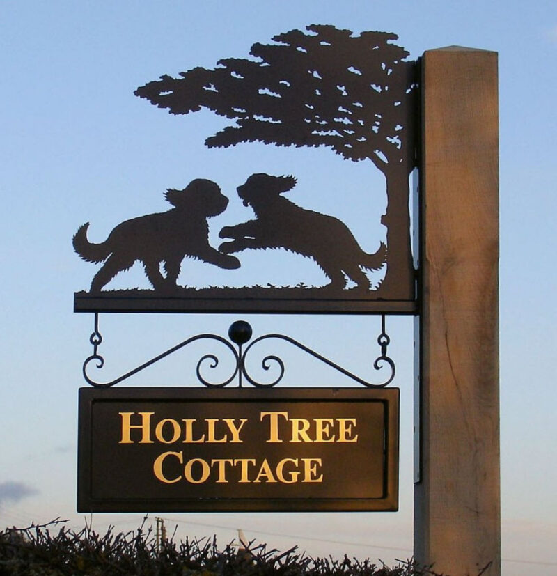 Pair of Briards hanging bracket sign