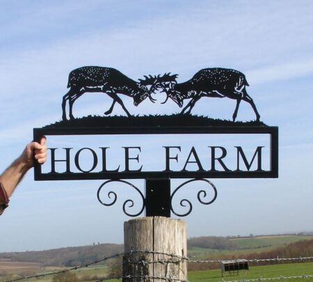 Pair of Rutting Roe Deer Hot Forged Picture Sign