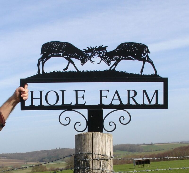 Pair of Rutting Roe Deer Hot Forged Picture Sign