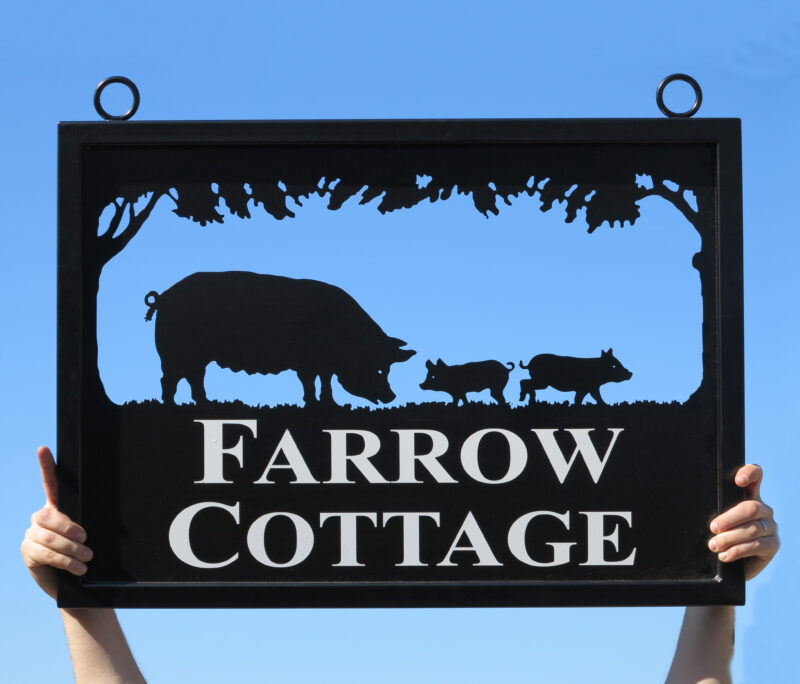 Pig and Piglets Framed Picture Sign
