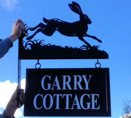 Running Hare Hanging Bracket Picture Sign