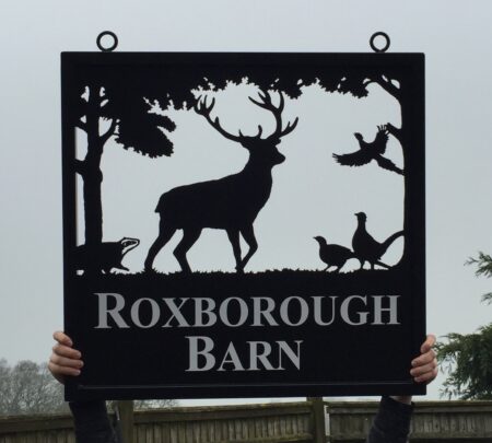 Stag and Pheasants Framed Picture Sign