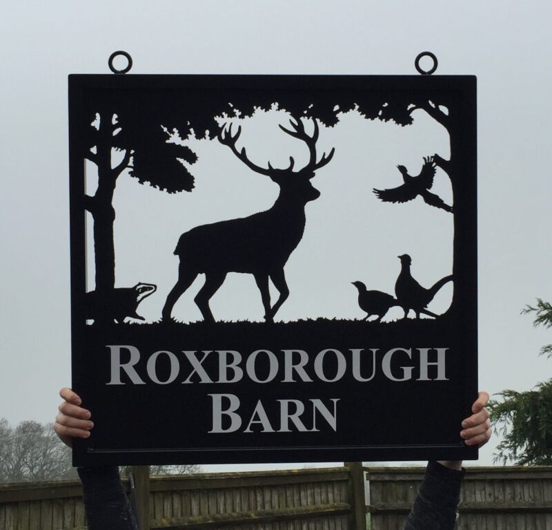 Stag and Pheasants Framed Picture Sign