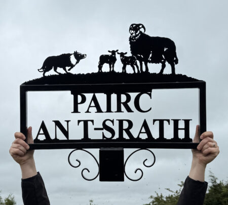 Collie with Blackface Sheep and Lambs Hot Forged Picture Sign
