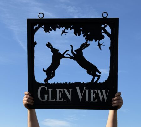 Ex-Display - Boxing Hares Framed Sign 67cm x 67cm