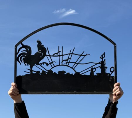 Ex-Display - Cockerel Sunrise Arched Top Framed Sign 79cm x 56cm