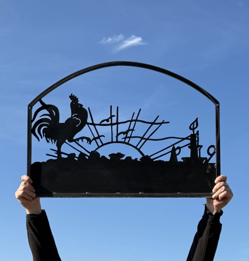 Ex-Display - Cockerel Sunrise Arched Top Framed Sign 79cm x 56cm