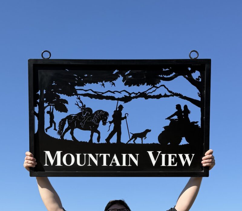 Ex-Display - Hunting Scene With Mountains and Quad Bike Framed Sign 107cm x 70cm