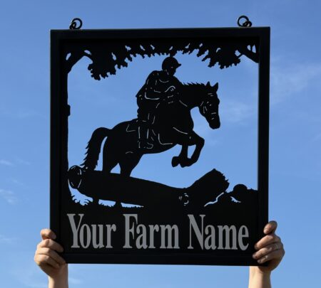 Ex-Display - Jockey and Horse Jumping Framed Sign 63cm x 68cm