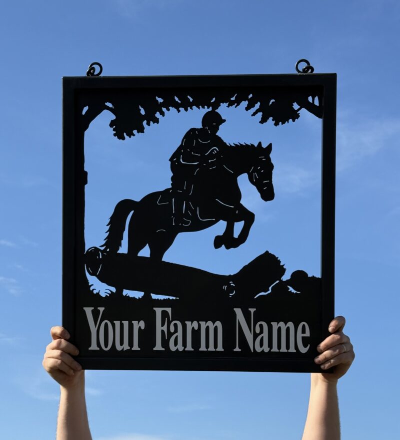 Ex-Display - Jockey and Horse Jumping Framed Sign 63cm x 68cm