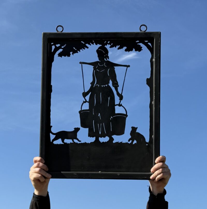 Ex-Display - Milkmaid and Cats Framed Sign 52cm x 65cm