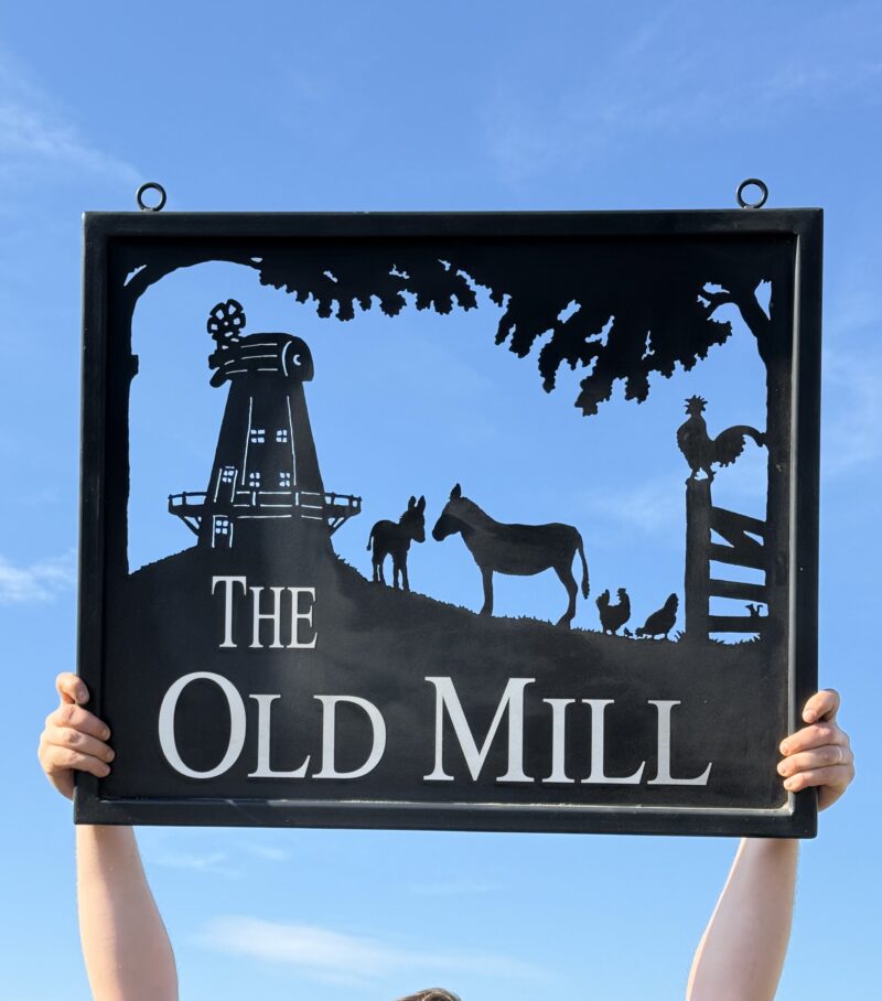 Ex-Display - Old Mill and Horses Framed Sign 83cm x 70cm