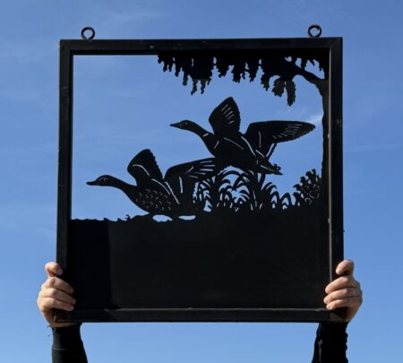 Ex-Display - Pair Of Flying Ducks Framed Picture Sign 67cm x 67cm