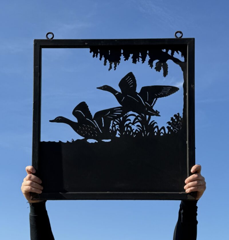 Ex-Display - Pair Of Flying Ducks Framed Picture Sign 67cm x 67cm