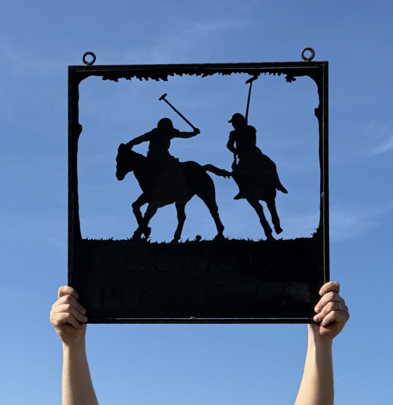 Ex-Display - Two Polo Players Framed Sign 64cm x 64cm