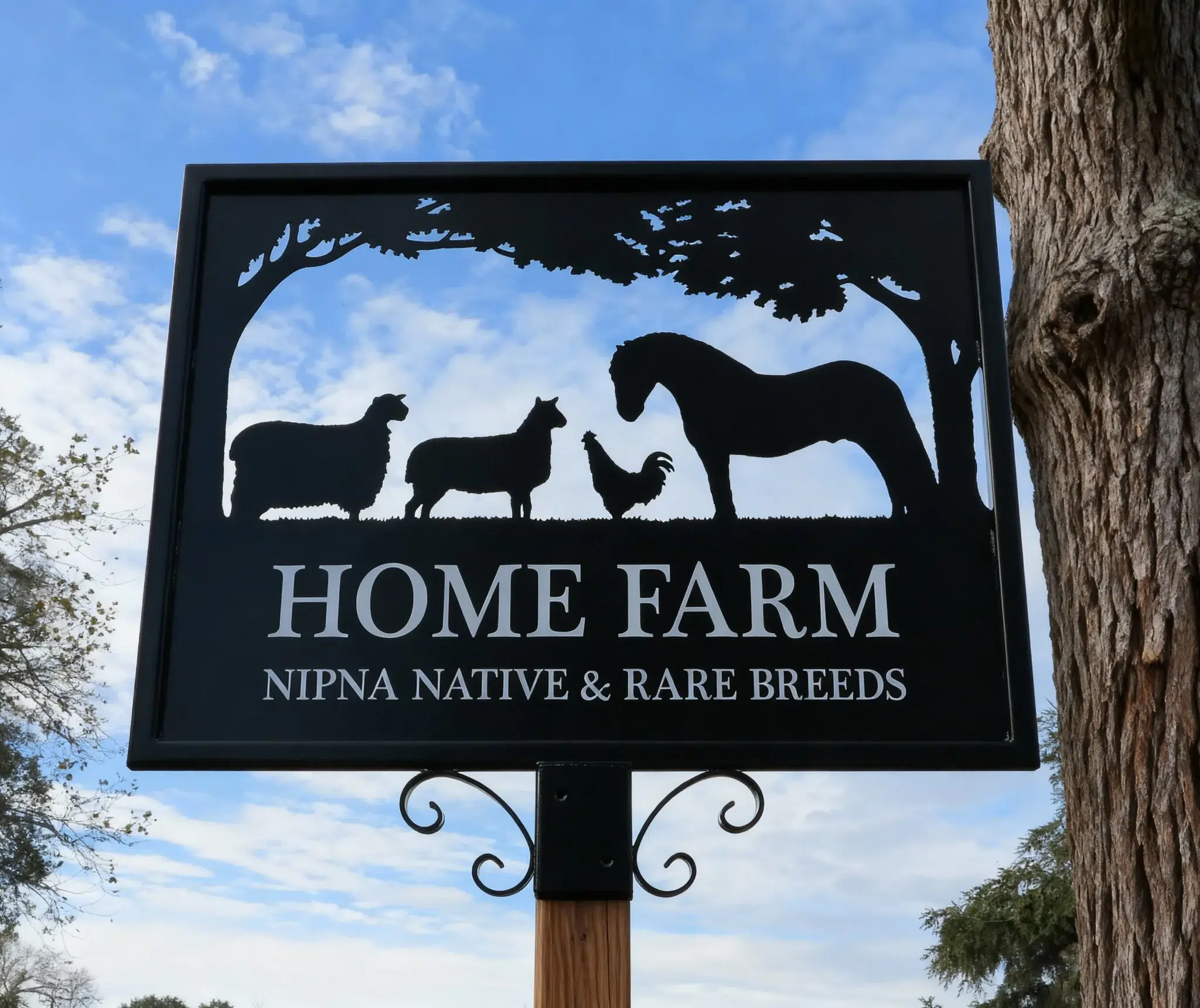Sheep, Horse & Chicken Framed Metal Sign