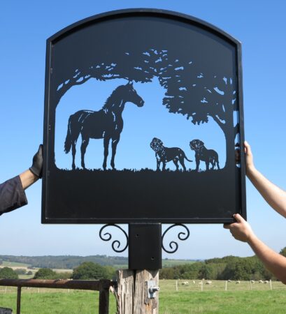 Thoroughbred Horse & Dogues de Bordeaux Dogs Framed Picture Sign before lettering applied