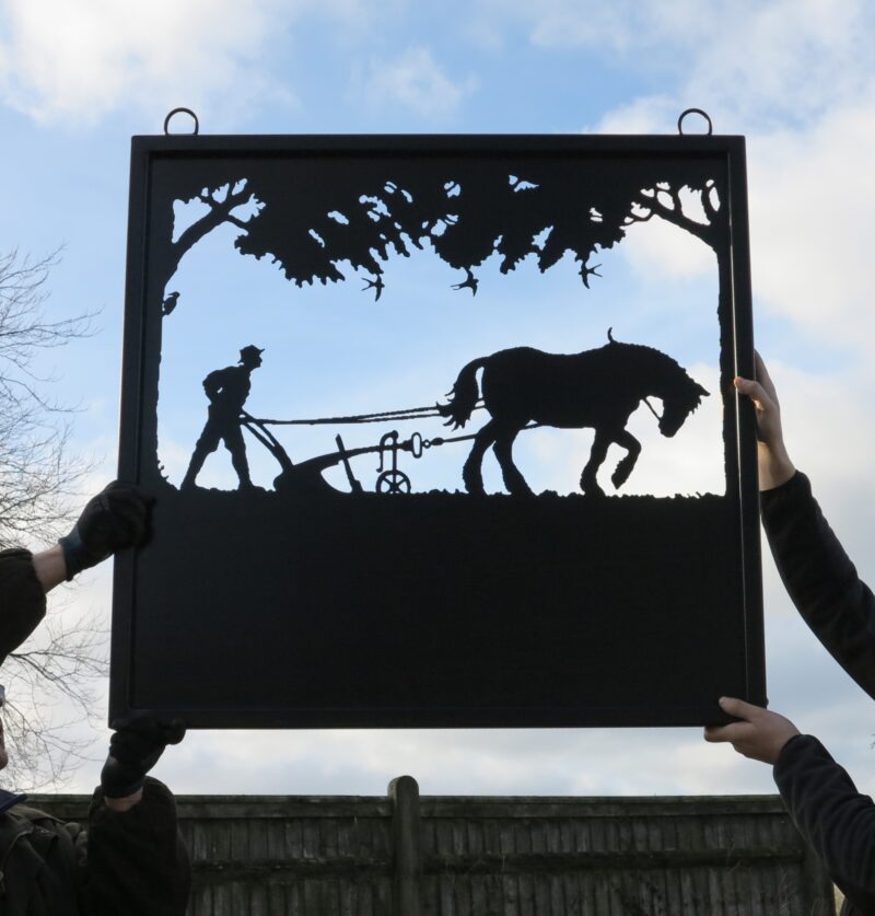 Traditional Ploughman and Horse Framed Picture Sign