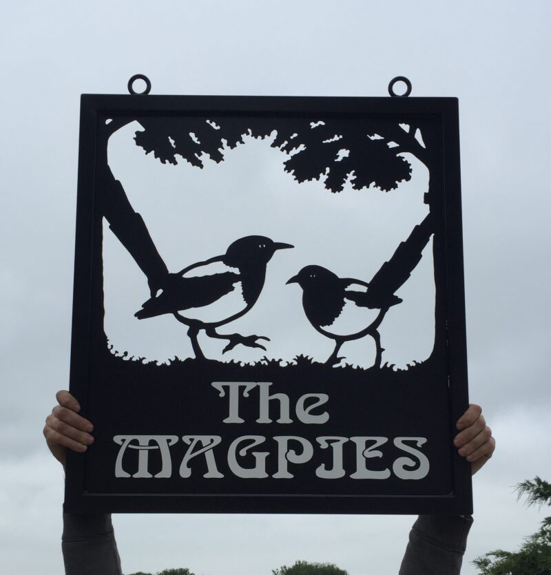 Two Magpie Birds Framed Picture Sign
