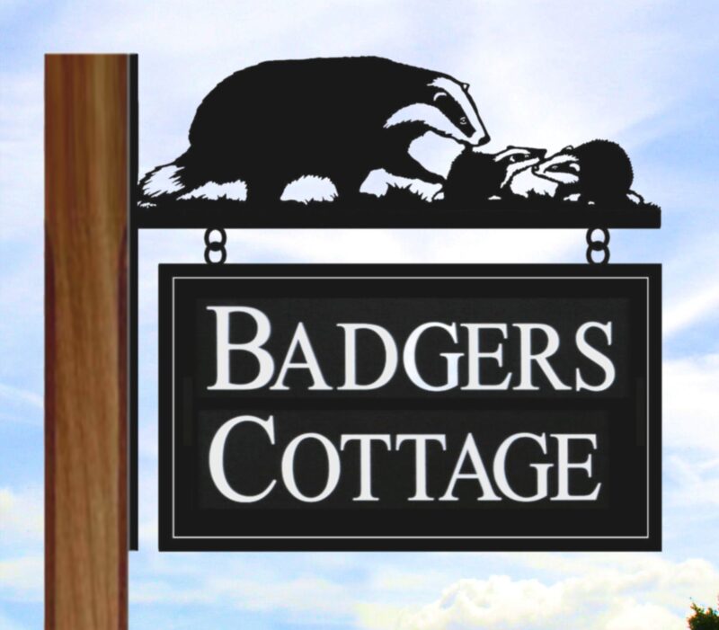 Badger And Cubs Hanging Bracket Sign