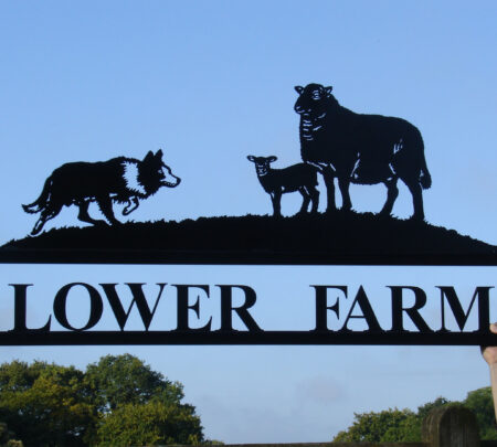 Collie Sheep and Lamb Hot Forged Sign